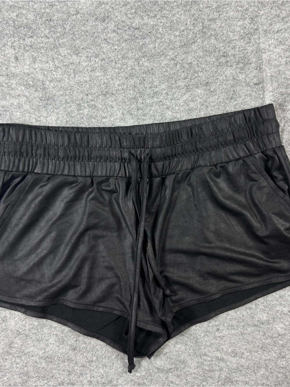 Guess Black Faux Leather Women’s Athletic Drawstring Shorts